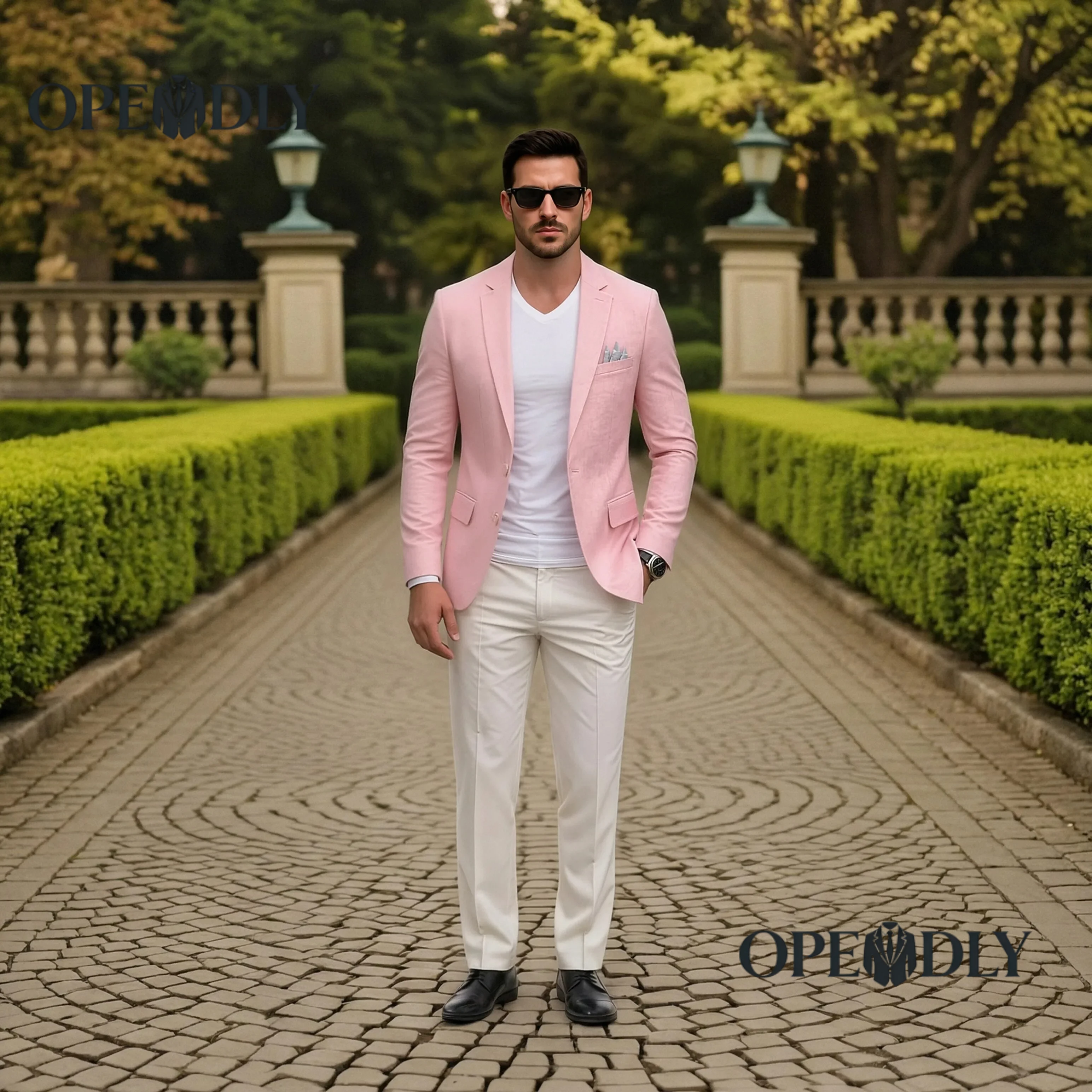 

Custom Tailored OPEODLY Mens Slim Fit Tuxedo Three Piece Suit Set Wedding Blazer Vest Pants for Prom and Formal Business Attire