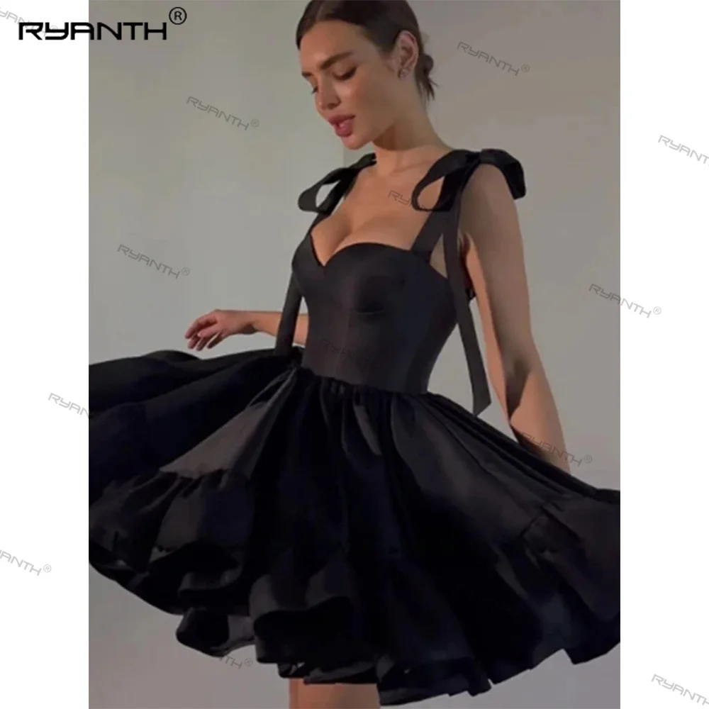 Ryanth Simple White Short Mini Prom Dress Sweetheart A-Line Evening Dresses Homecoming Dress Pleats Party Gown 2024 Bow Elegant