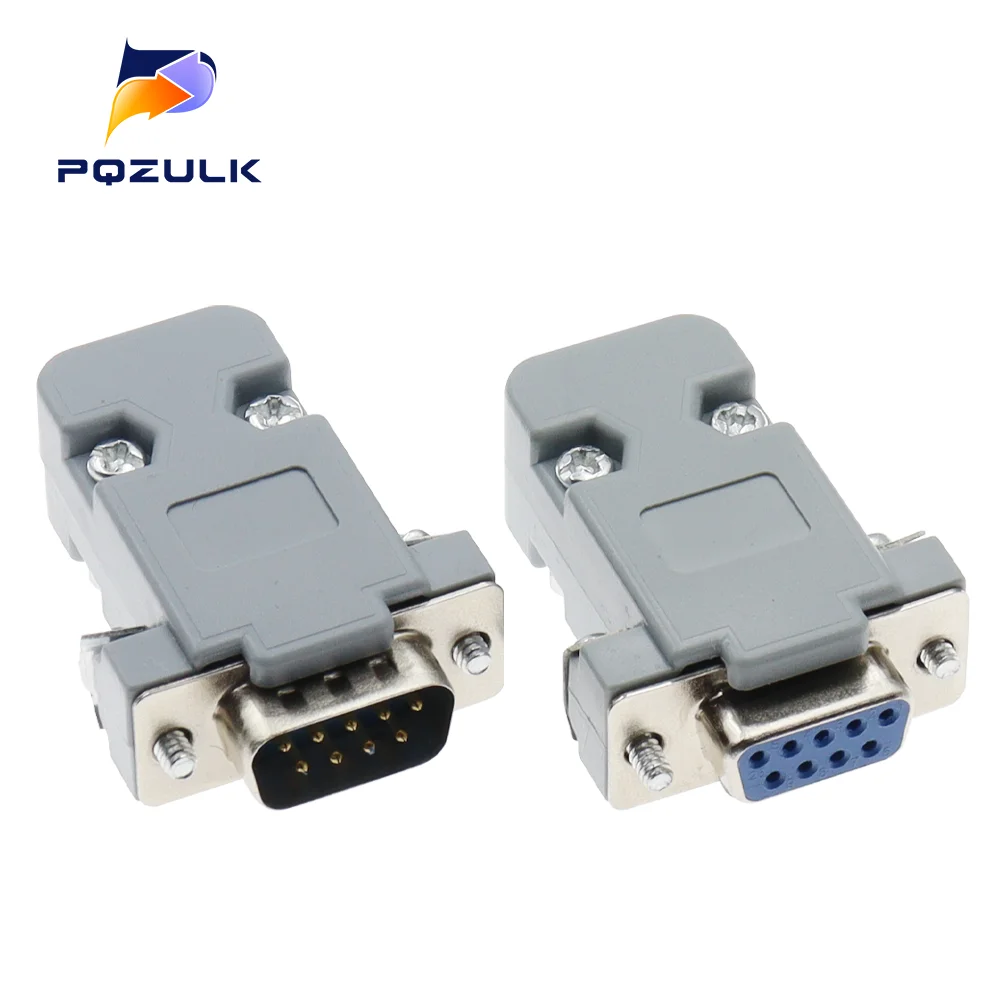 5PCS RS232 Serial Port Connector DB9 Female Male Socket Plug Connector 9pin Copper RS232 COM Socket Adapter Plastic Shell