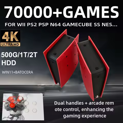 Game Console X2 70000+Classic Games 1T HDD Windows and Batocera 4K HD Output For WII PSP PS2 XBOX SATURN Wireless Controller