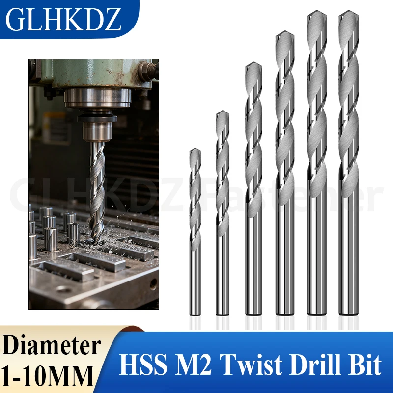 

1-10mm HSS M2 Twist Drill Bit Fully Ground High Speed Steel Twist Drill Bit Straight Shank Drill for Metal Drilling and Opening
