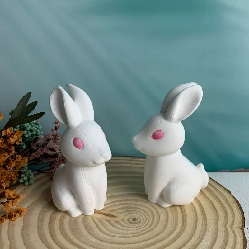 Rabbit Silicone Candle Molds 3D Cute Animal Crafts Bunny Resin Gypsum Soap Mold DlY Chocolate Lce Cake Baking Tool Home Gift