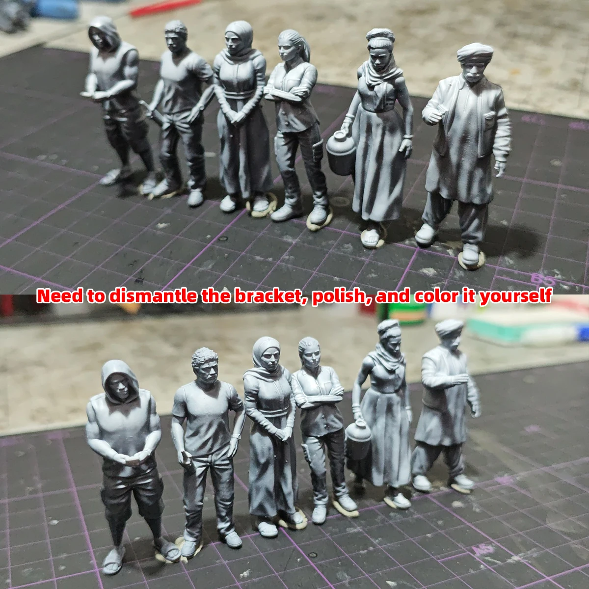 1/35 1/43 1/48 1/64 1/72 1/87 HO Maßstab Modellbausatz 3D Harz Miniatur Soldatenfiguren Diorama Unbemalt Zivilisten aus dem Nahen Osten DIY – Detail 5