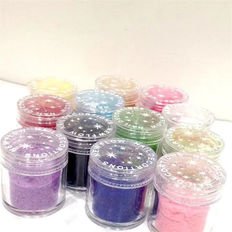 12 Farben Nail Art 10g abgefüllter Samts chmuck Samt pulver Glitzer pulver Pailletten Acryl Nagel pulver