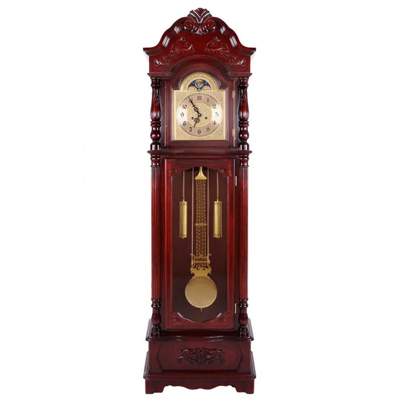 Movement Floor Clock Living Room Big Clock Solid Wood Chinese Retro Desk Clock Vertical Atmospheric Mechanical European Standing