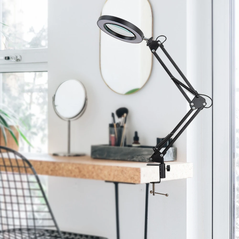 

10-кратная увеличительная лампа для красоты, лупа со светодиодной подсветкой и подставкой, 3 цветовых режима для чтения, пайки