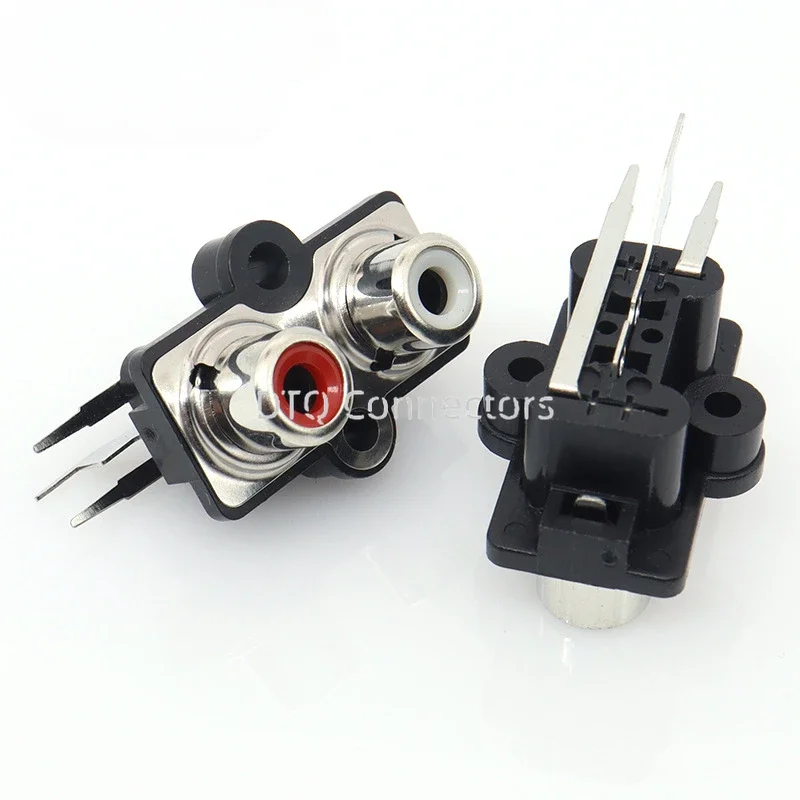 5pcs AV2-7 2 Hole RCA Same Core Socket Female Stereo Audio Jack AV Audio Input Socket Connector Low Resistance Value