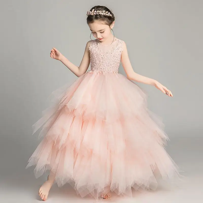 Tulle Tutu Princess Dress For Little Girls Flower Girl Wedding Gown Birthday Evening Costume For Fashion Show Host Piano Recital