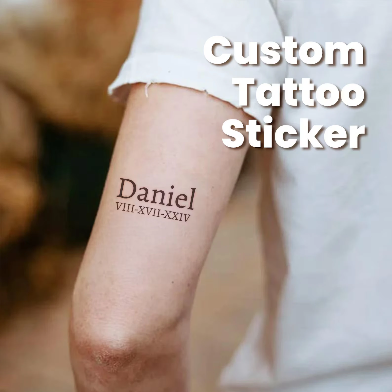 

Custom Temporary Tattoo of Text Fake Personalized Name Tattoo Stickers for Wedding Cosplay Company Logo Hen Party, Pets