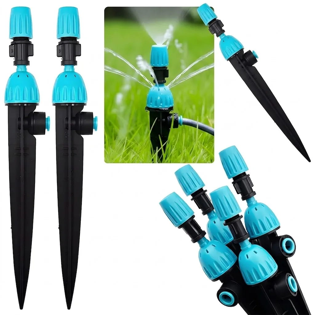 2 in 1 Drip Irrigation Transmitter and Fine Atomizing Nozzle for 1/4 Inch Hose 360 Degree Uniform Flow Dropper for Lawn Garden