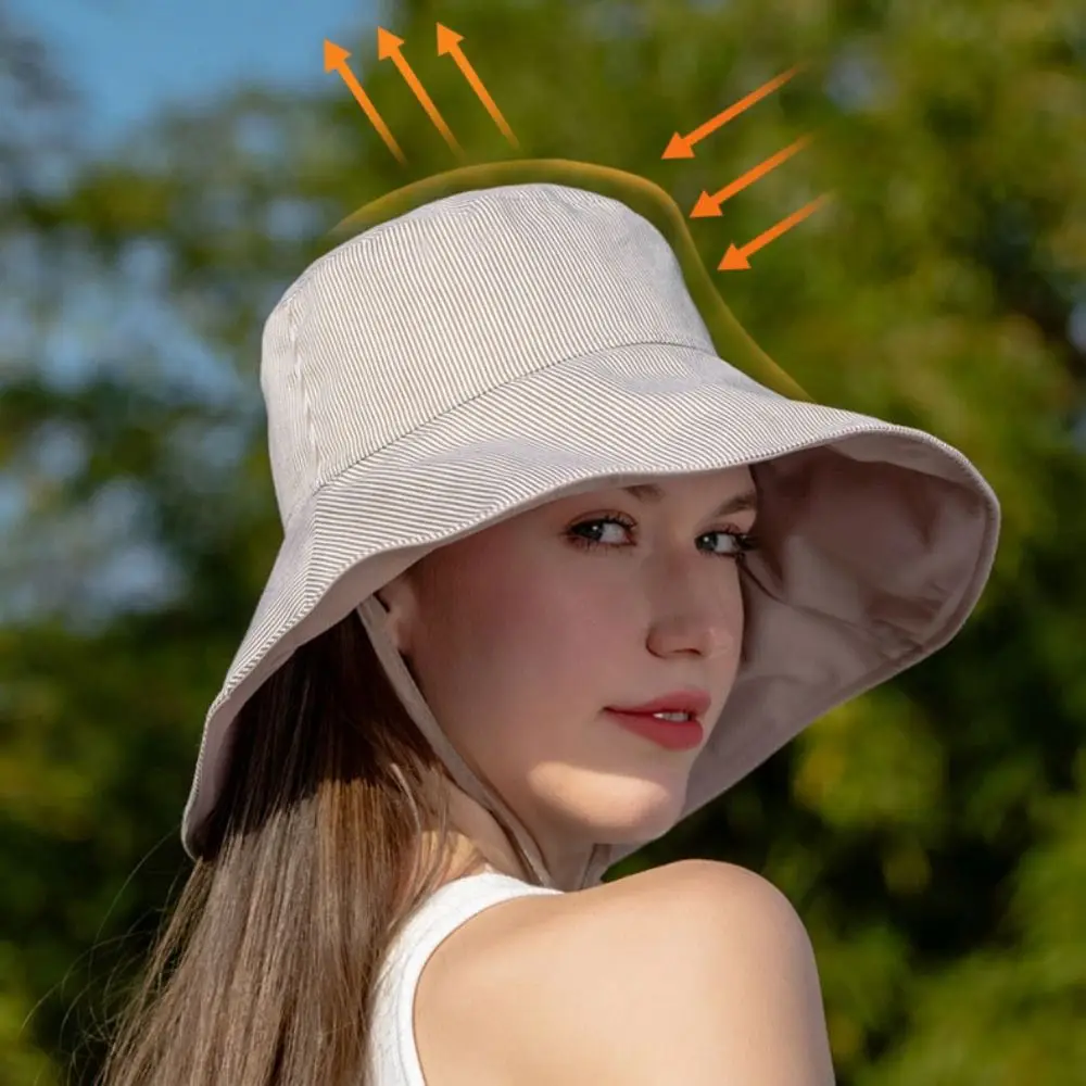 قبعة شمس على الوجهين قابلة للطي ، واقي حبل مقاوم للرياح ، قبعة الصيادين ، قبعة السفر ، واقي من الشمس ، جديد