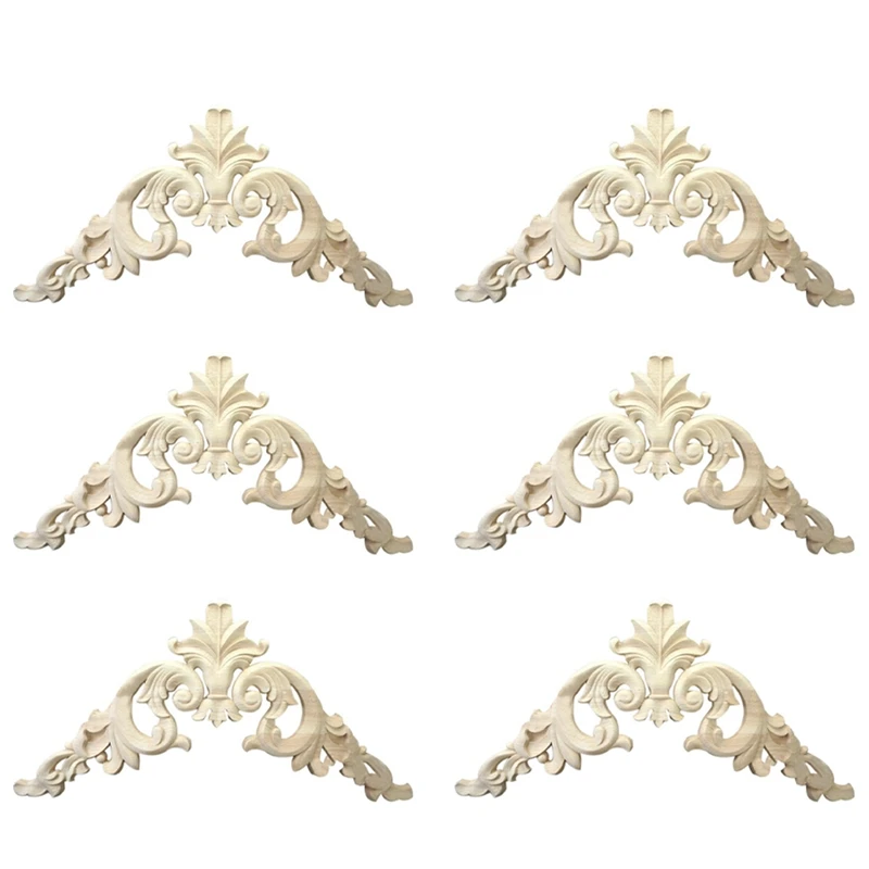 

6Pcs 15X15cm Rubber Wood Carved Corner Onlay Applique Exquisite Unpainted Promotion