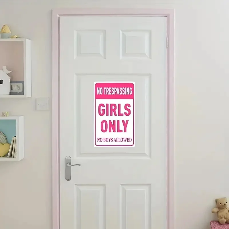 Slogan Sticker - Girls Only - Removable Waterproof Vinyl - For Bedroom, Toilet Door & Home Decoration