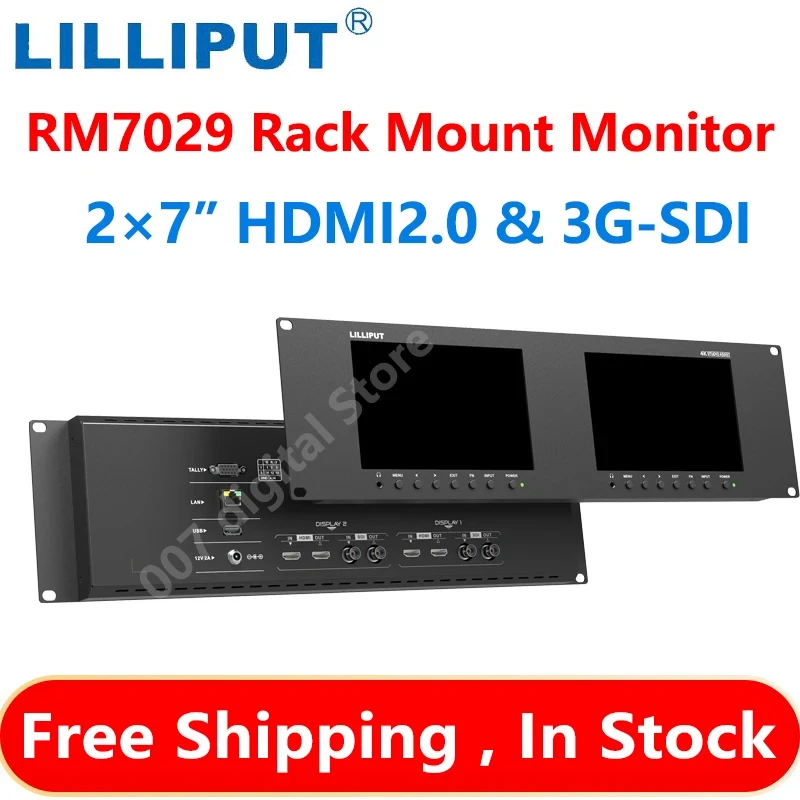 

Lilliput RM-7029S Monitor 7 Inch 3G-SDI Dual Monitor 3RU Rack-Mounted Monitor Metal Housing