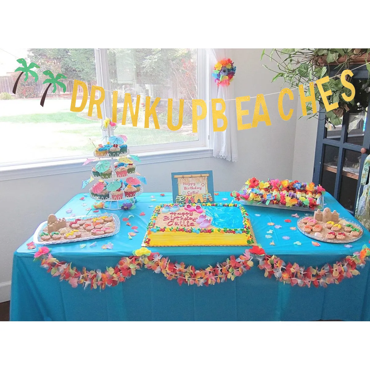 1Pcs Hawaiian Style Letter String Flag Decorative Beach Party Decoration Outdoor Garden Yard Wedding Tropical Vacation Accessory - view 2