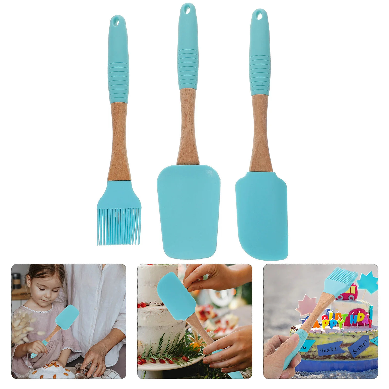 

1 Set Silicone Spatula Oil Brush Kit Ergonomic Handle Nonstick Baking Cooking Tools For Cake Cream Butter Mixing Kitchen Pastry