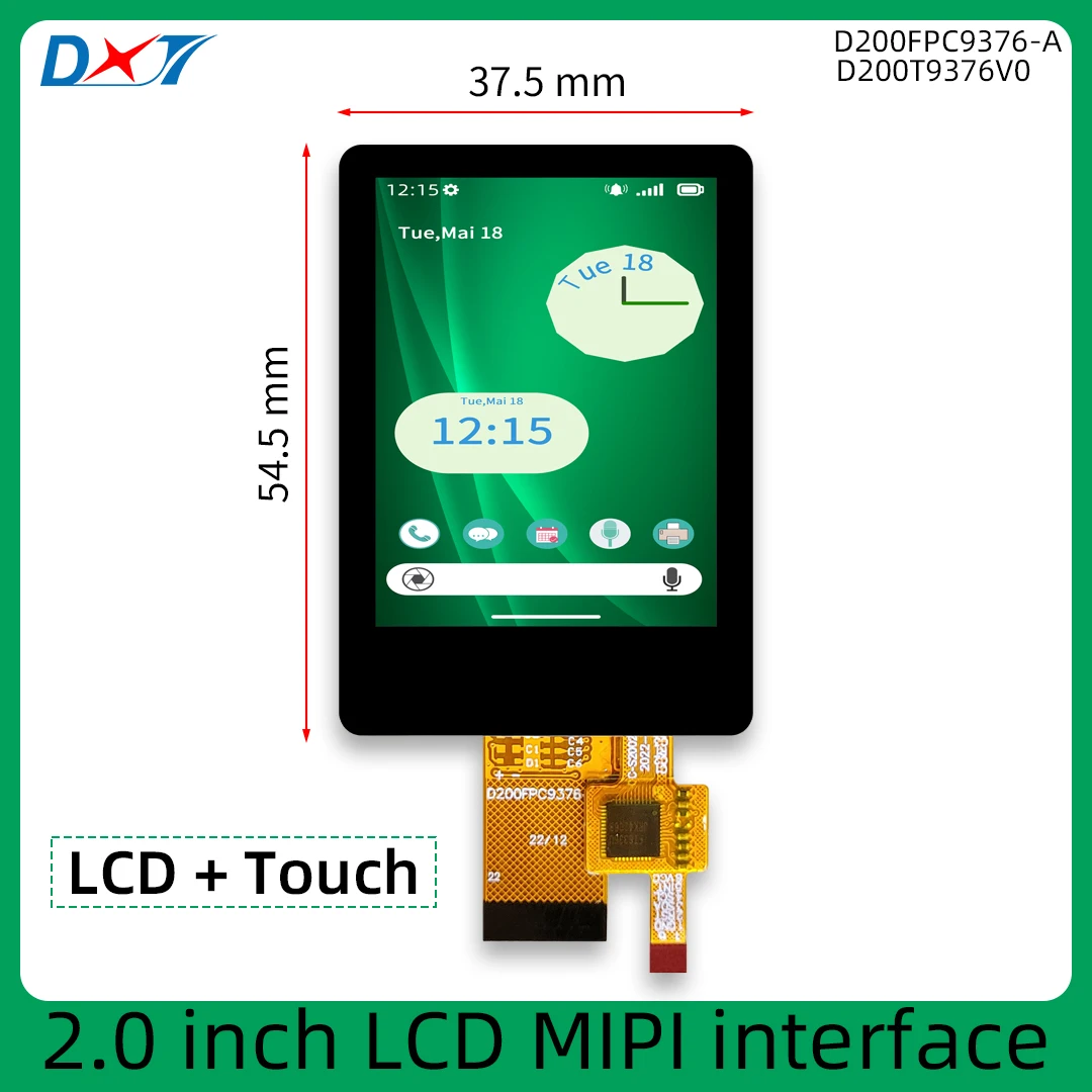 2-calowy ekran dotykowy LCD rozdzielczość 240*320 JD9852 interfejs MIPI interfejs SPI pojemnościowy dotyk TP FT6336 2.0 calowy LCD TFT