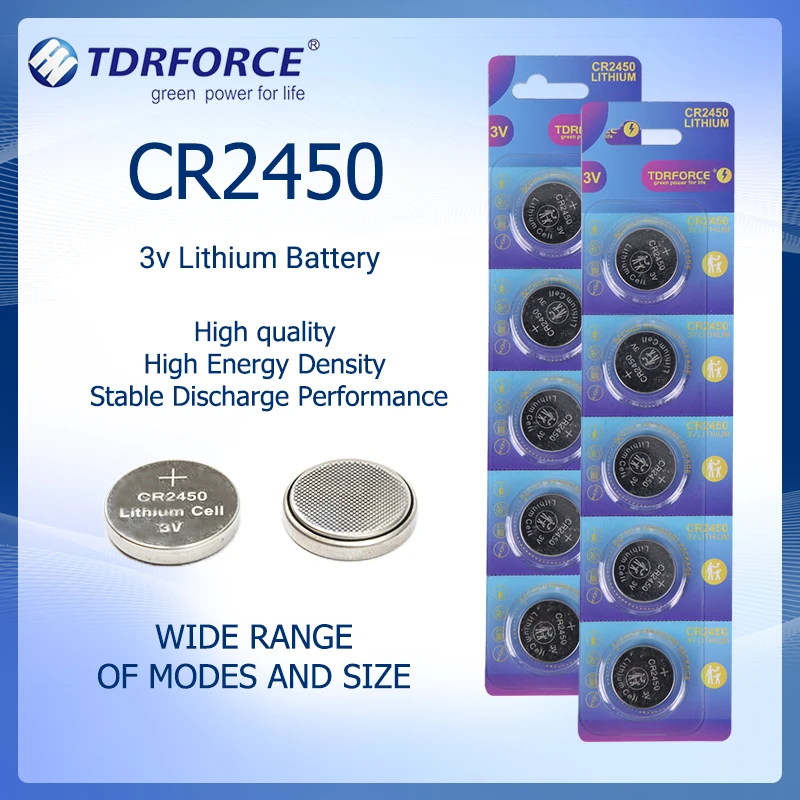 5-10PCS CR2450 3V Lithium Button Batterty TDRFORCE Batteries 550mAh Coin Cell Batterty for Watch Toys Car Remote Computer