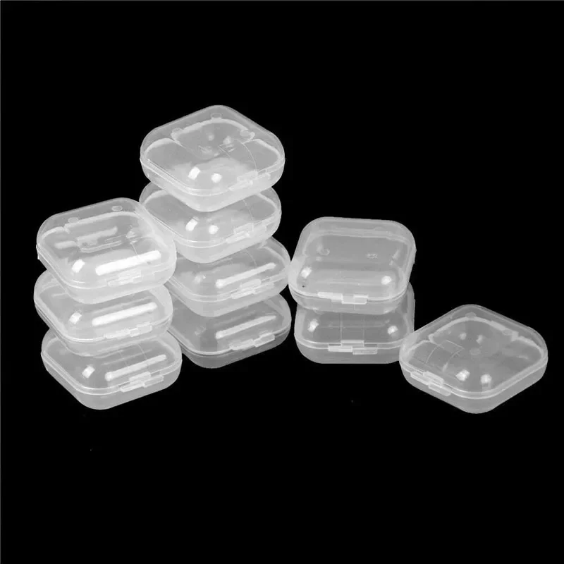 10Pcs Mini Plastic Box Square Box Translucent Box Packing Box Storage Box Cosmetics Jewelry Sundries Storage Case Container