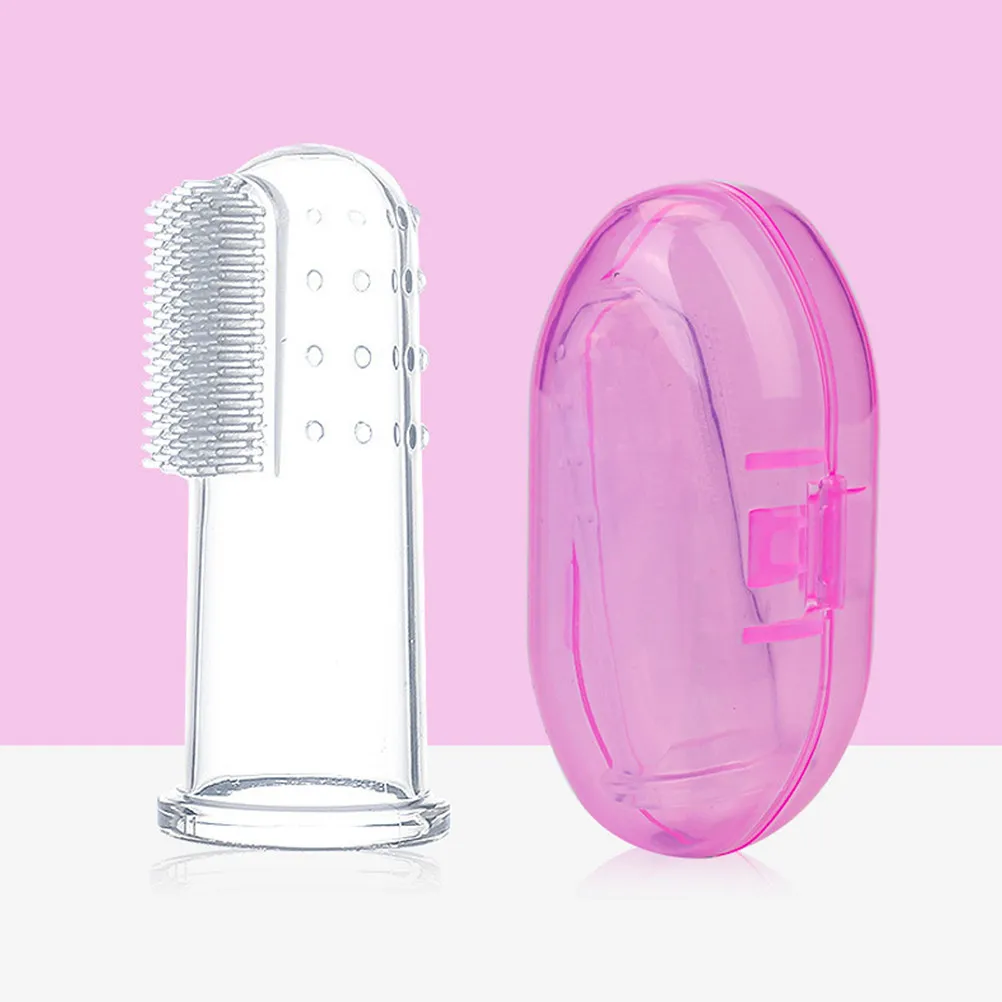 9Pcs Silicone Baby Finger Toothbrush Oral Cleaning Brush Storage Boxes Gentle Toddler Teeth Cleaner Infant Teething