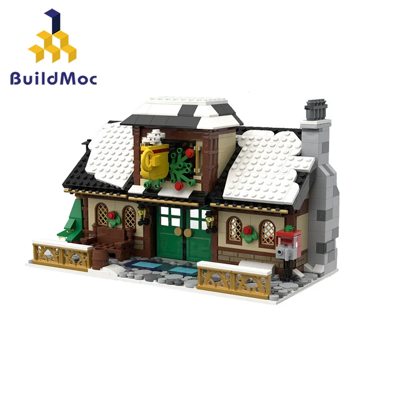 الإبداعية MOC جزيئات صغيرة التعليمية بناء لعبة المكعبات MOC-17649 الشتاء قرية القهوة C2686 الطوب للأطفال الأطفال
