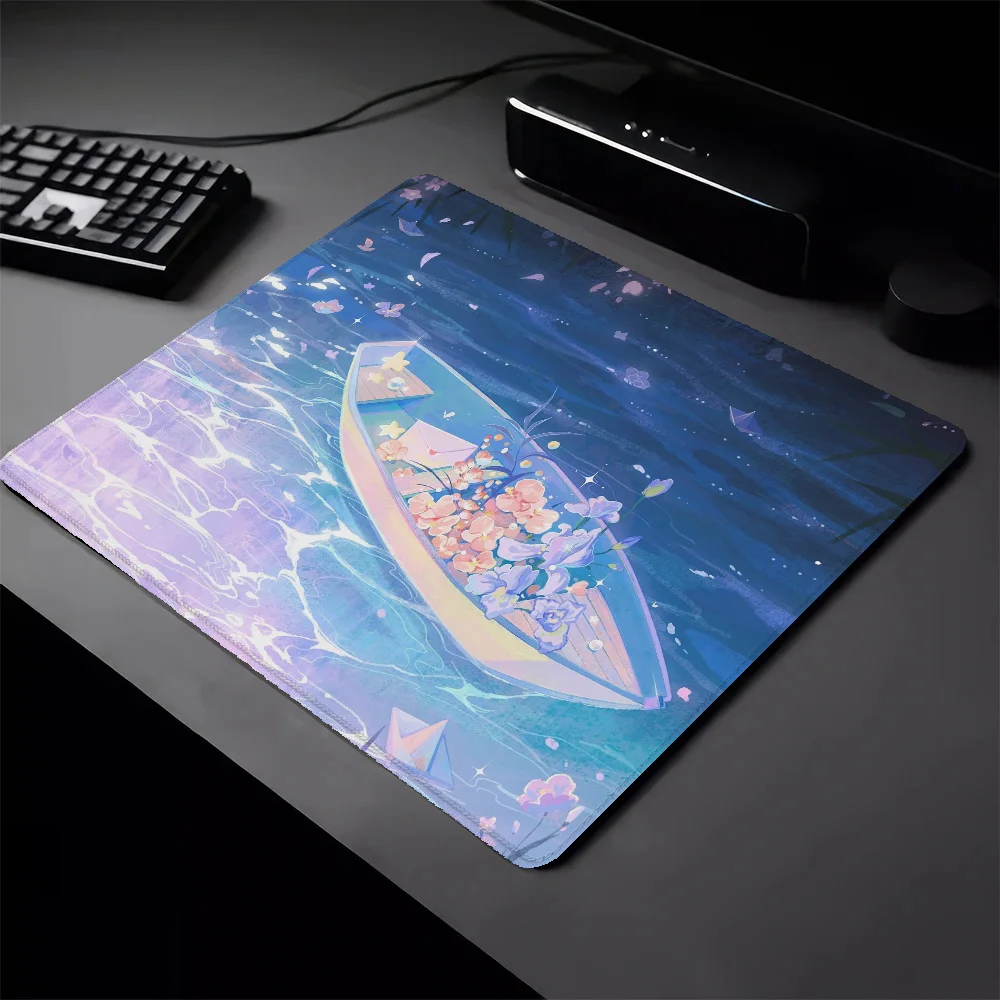 Small Rubber Mat Blue Sakura Deskmat Gaming Laptop Mausepad Pc Gamer Keyboard Pad Mouse Ped Pad on the Table Mouse for Computer