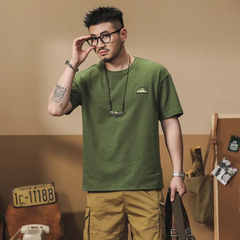 280G/M² Heavyweight Cotton Short Sleeve T-shirt for Men Summer Fashion Good Quality Letter Print America Style Outdoor Pullovers
