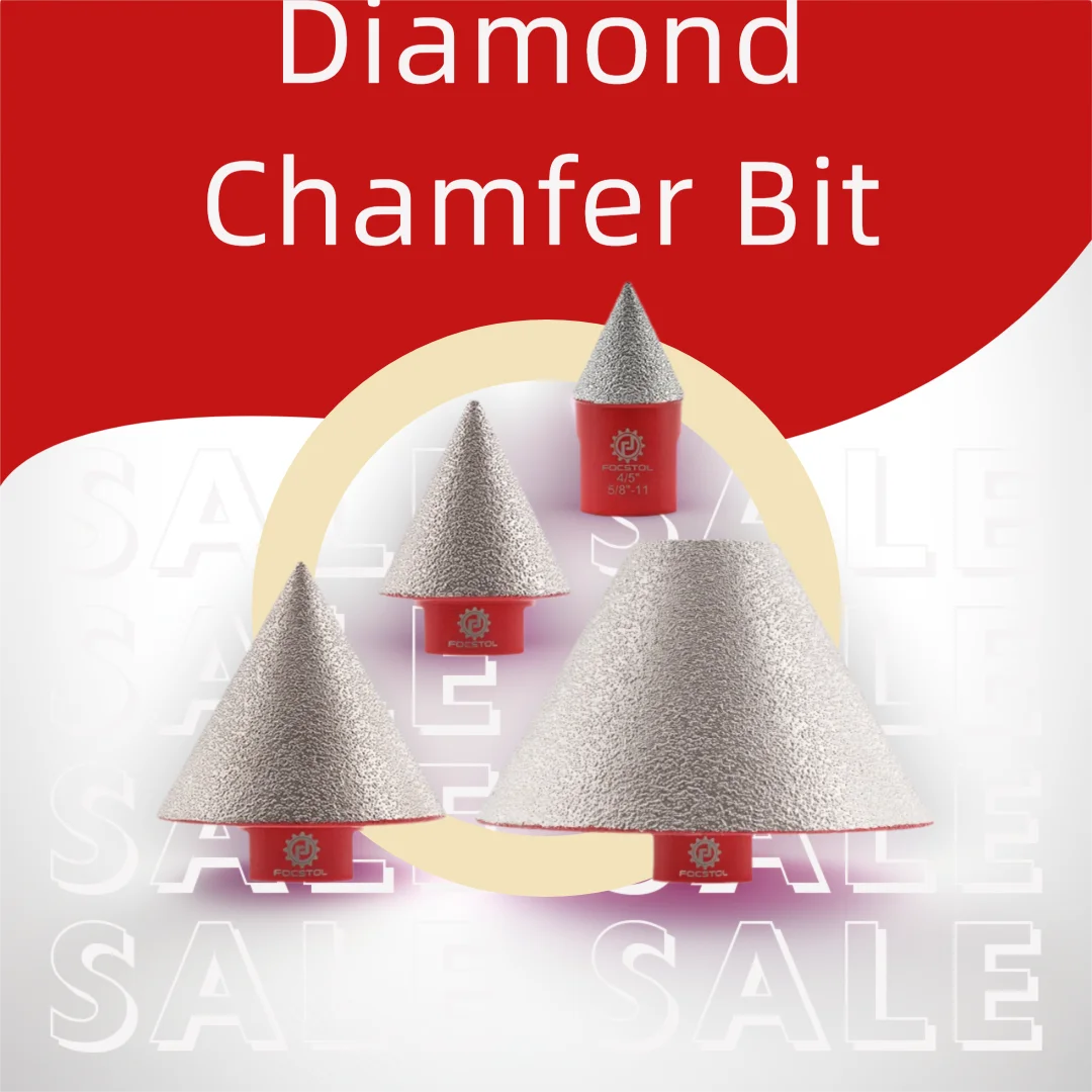 FOCSTOL 1pc Diamond Chamfer Bit 5/8'' Thread for Tile Ceramic Marble Shaping Grinding Beveling Milling Bit for Existing Holes
