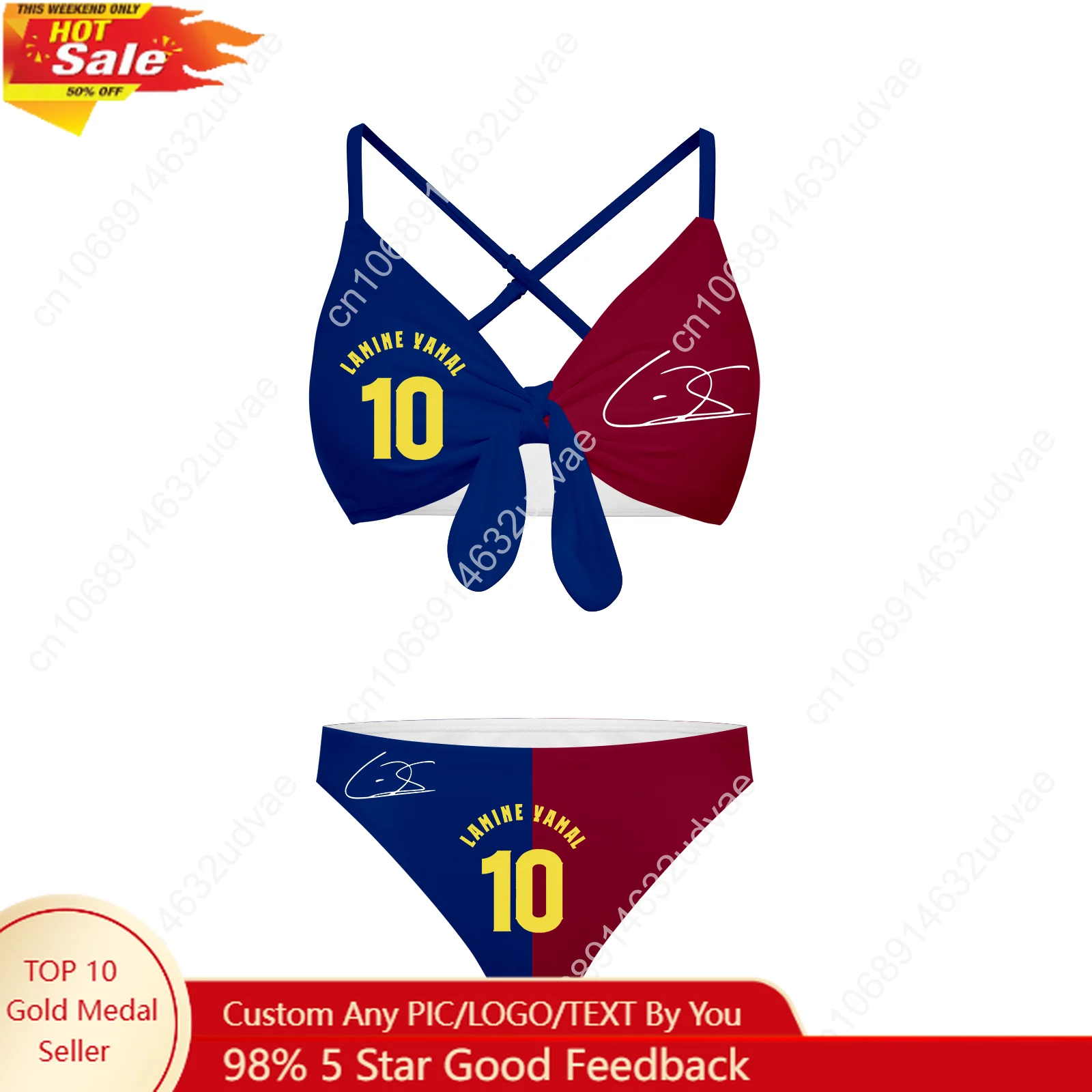 

Yamal NO.10 Bathing Suits Womens Cross Strap Suspenders Spain Soccer Star Swimsuits Bikini Swimwear Customized Beachwear