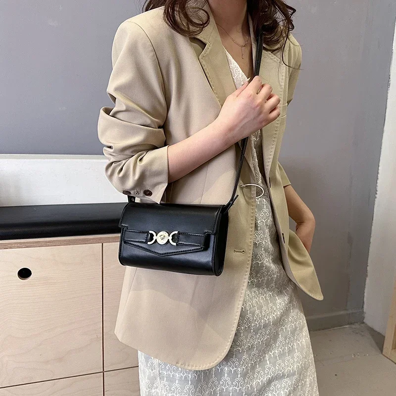 

Unique Vintage Leather Clutch Crossbody Bag Minimalist Casual Stylish Tote Solid Color Parisian Design