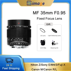 35mm F0.95 Fixed Focus Lens Large Aperture for Fuji X-A1 X-H1 X-T100 Sony A6000 Canon R7 M2 Canon RF R50 Nikon Z Z5 Z9 Micro 4/3