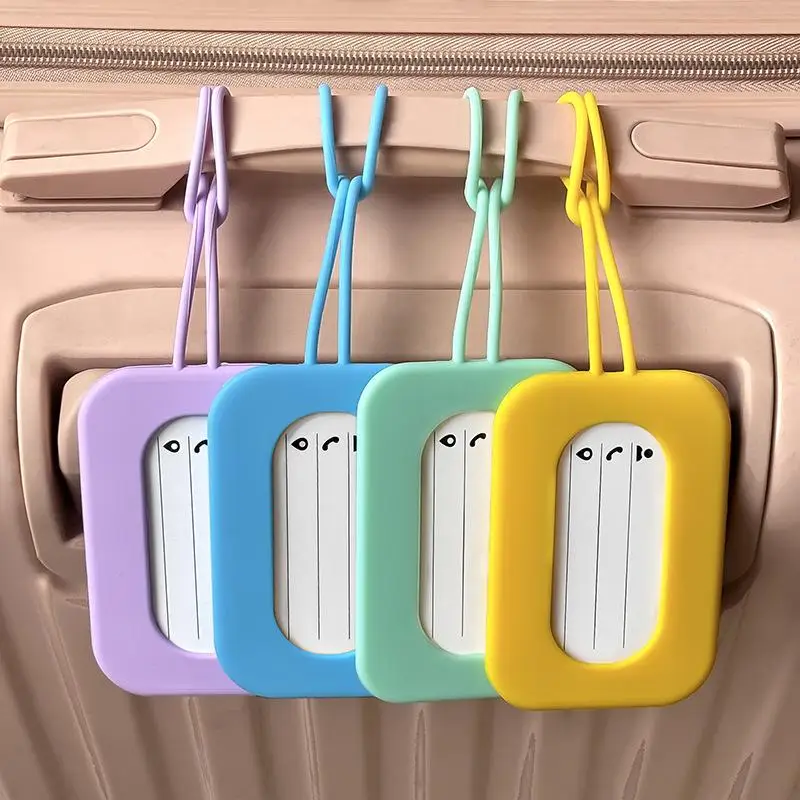 Soft Anti-lost Universal Silicone Luggage Tag Boarding Pass Holder with Lanyard for Kids and Adults Travel