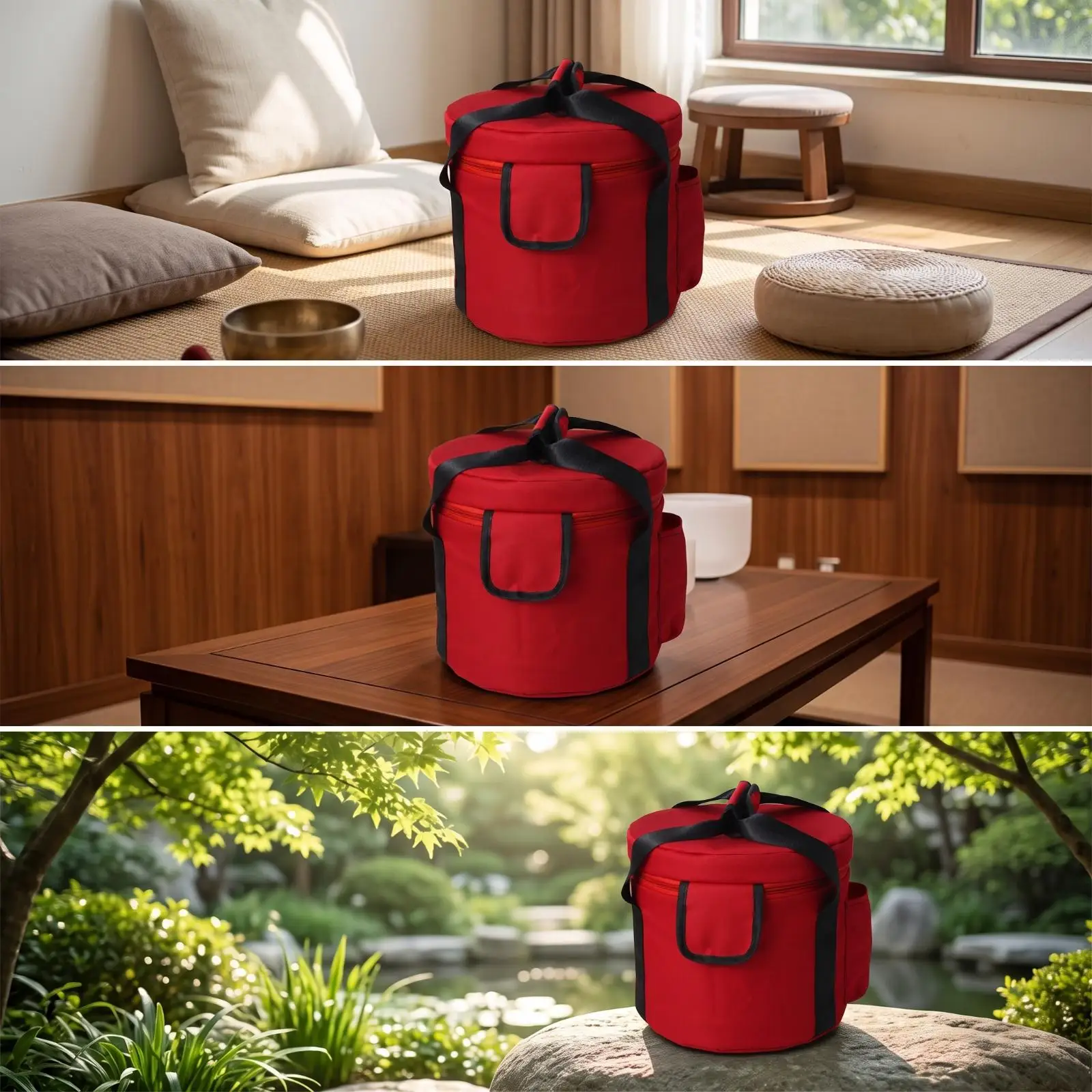 Portable Vibration Bowl Holder with Zip Top and Black Trim for Safe Transport