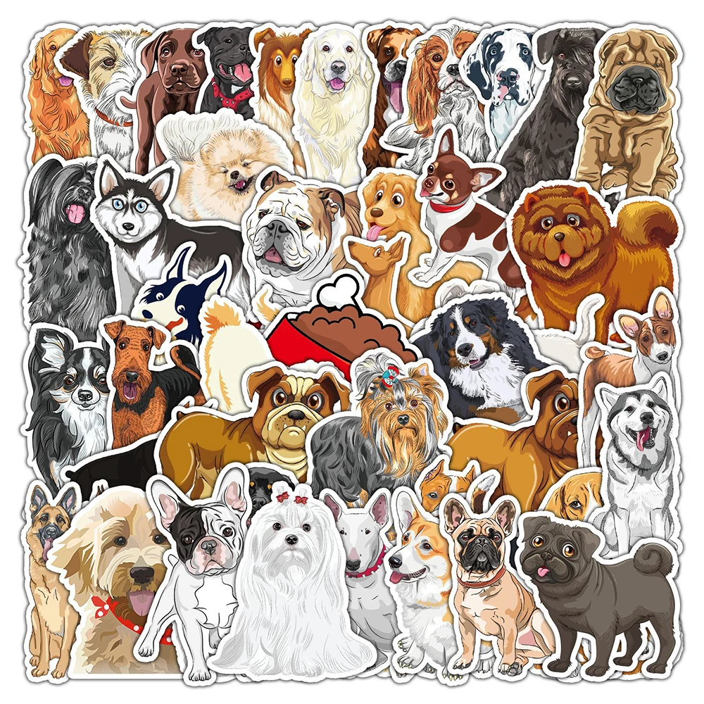 

10/30/50PCS Cute Animal Dog Cartoon Stickers Decals Kids Toys DIY Scrapbook Laptop Stationary Guitar Suitcase Car Funny Sticker