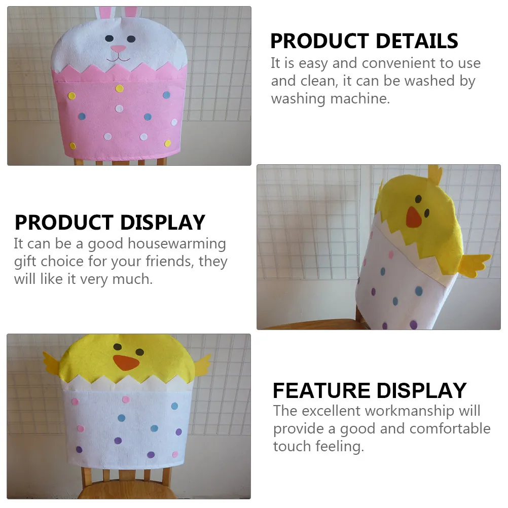 2Pcs Easter Chair Protector Creative Festive Design Washable Reusable Chair Slipcovers for Home Dining Room Decoration