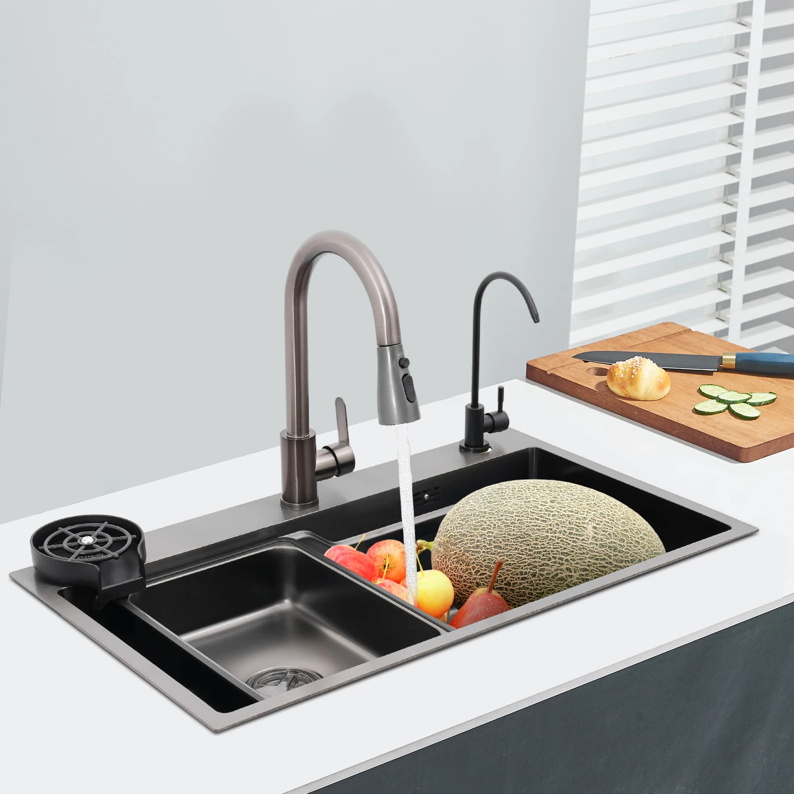 

Stainless Steel Sink, Black Kitchen Sink 304 with Nano Coating, Single Bowl Undermount Sink for Cabinet Countertop