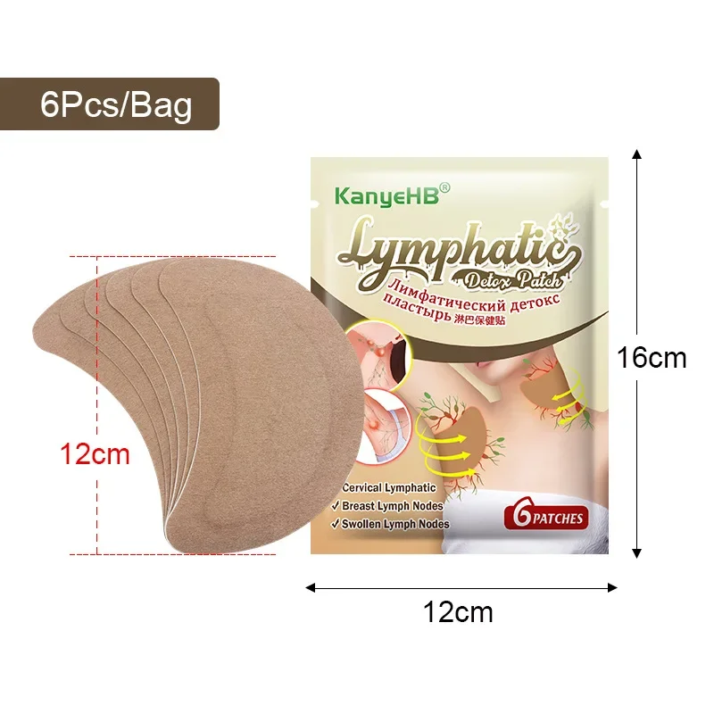 6Pcs/bag Lymph Detox Patch Herbal Lymphatic Care Underarm Neck Waist Thigh Firming Accessory for Anti Cellulite Breast Reduction