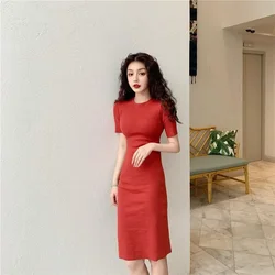 Red Tight Female Dresses 2024 Bodycon Black Women's Dress Midi Clothing Pink Harajuku Offer Trend Unique Vintage Y2k Xxl Hot X