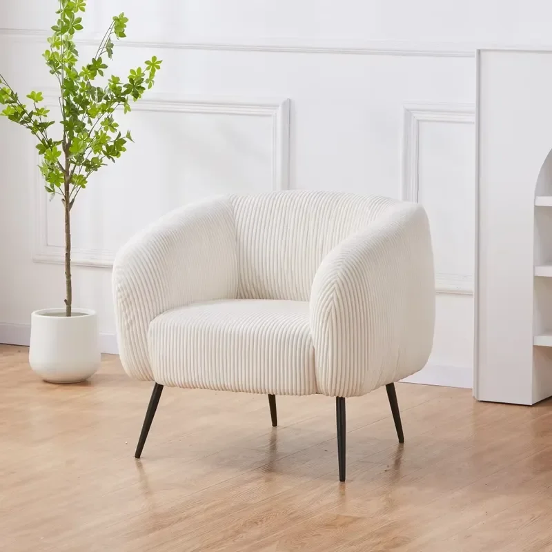 Bestselling Stable Structure Ruffled Corduroy Single Person Casual Chair Comfy Upholstered Living Room Lounge Chair