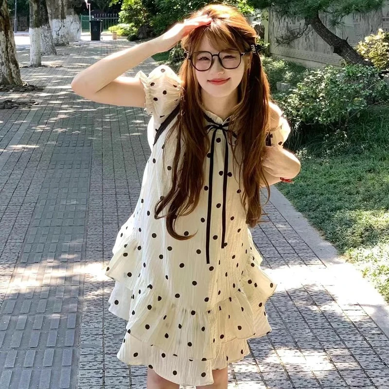 Japanese Kawaii Lolita Dress Pure Color Elegant Sweet Fairy Short Party Dress Summer Vintage Clothing Y2k One Piece Dress Korean - Image 5