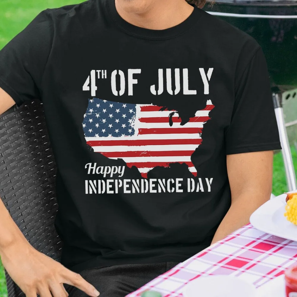 4th of July Happy Independence Day Mans T-shirt America Man Short Sleeve Tees Best Independence Day Commemorative Gift