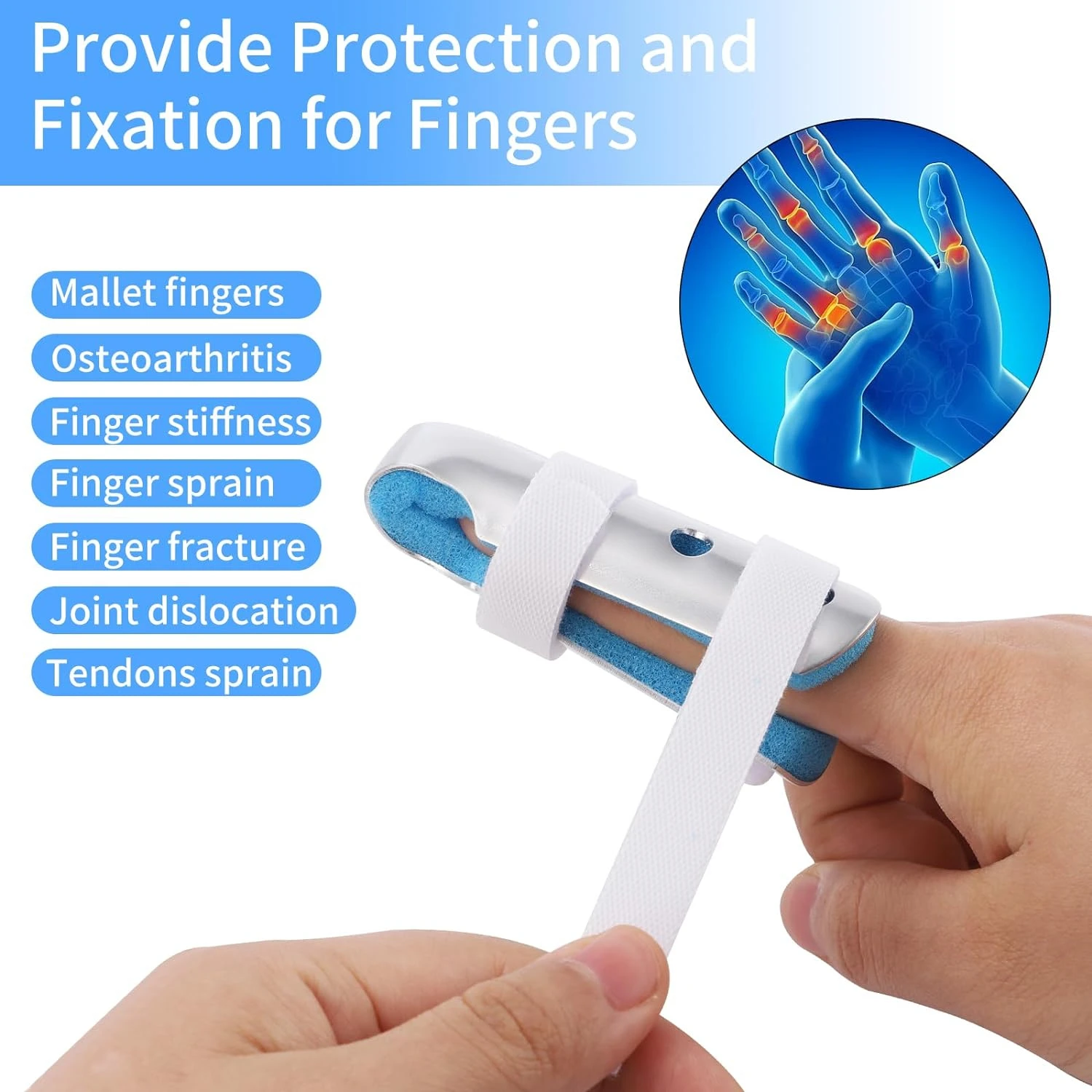 

Highly Effective Premium Long-Lasting Finger Joint Stabilizer Brace Set for Pain Relief. Top-of-the-Line Quality Materials Ensur