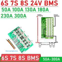 6S 7S 8S 24V BMS 130A 180A 230A 300A Li-ion Lifepo4 Lithium Battery Protection Board Balance electrical tools  RV Inverter