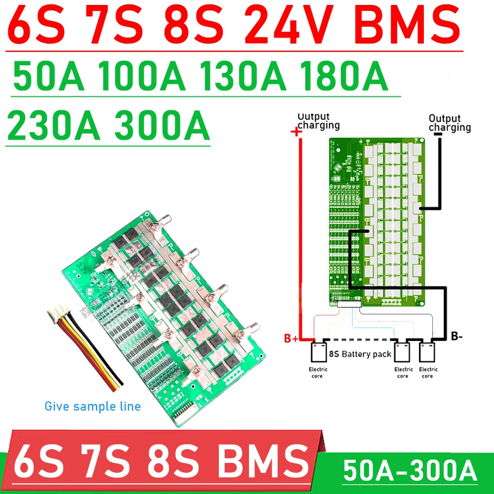 6S 7S 8S 24V 130A 180A 230A 300A BMS 18650 Li-ion Lifepo4 Lithium Battery Protection Board Balance electrical tool  RV Inverter