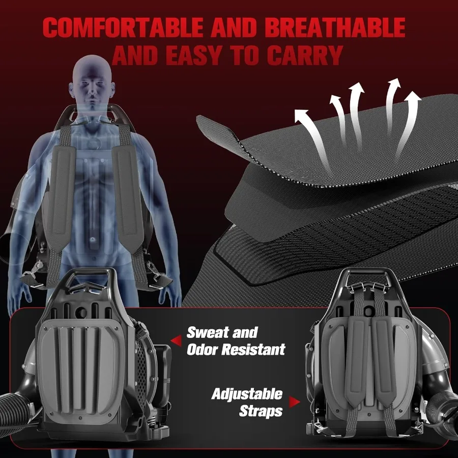 منفاخ أوراق الظهر بالغاز مع محرك 2 أشواط محمول من الفئة V 63 CC لتنظيف الفناء بكفاءة وصيانة الممتلكات HighVelo