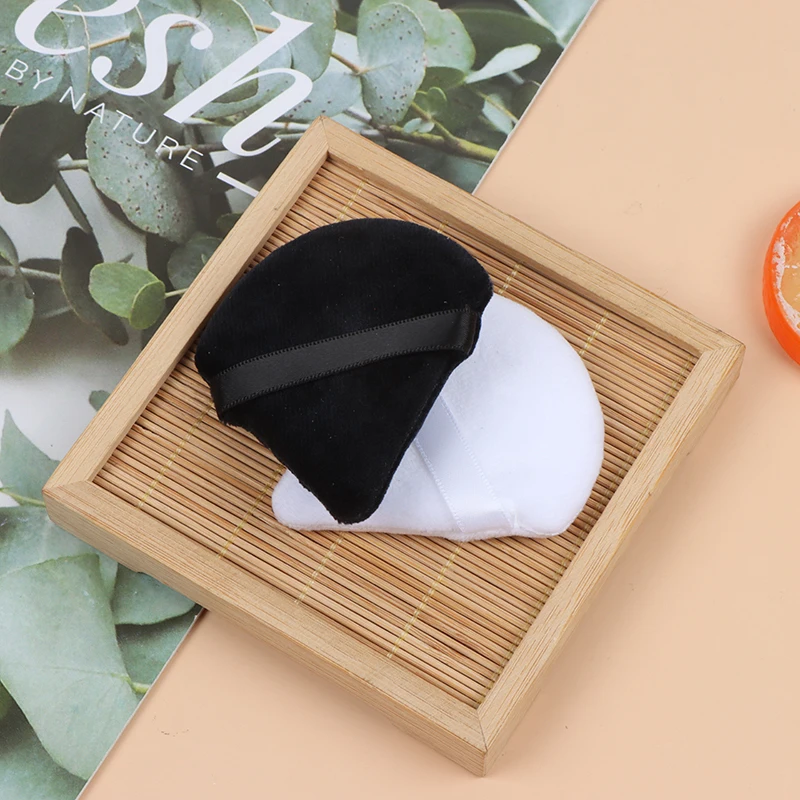 2 pçs cosméticos puff triângulo veludo mini esponja de maquiagem puffs compõem ferramentas