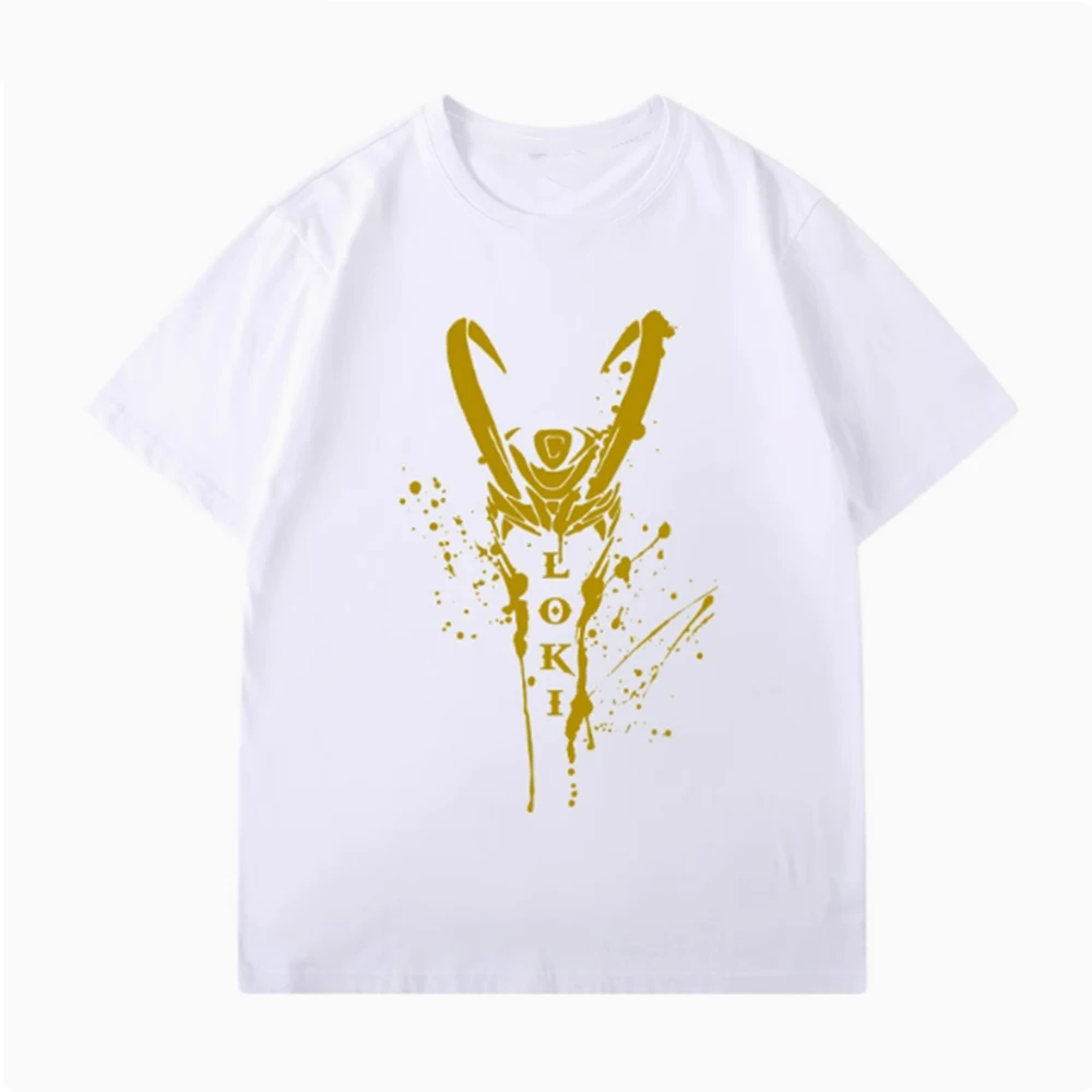 （Miniso）Marvel Splash Ink Style Loki Summer Tshirt Man Internet Celebrity Men T-Shirt Summer Men Women Cotton T Shirt Top Men