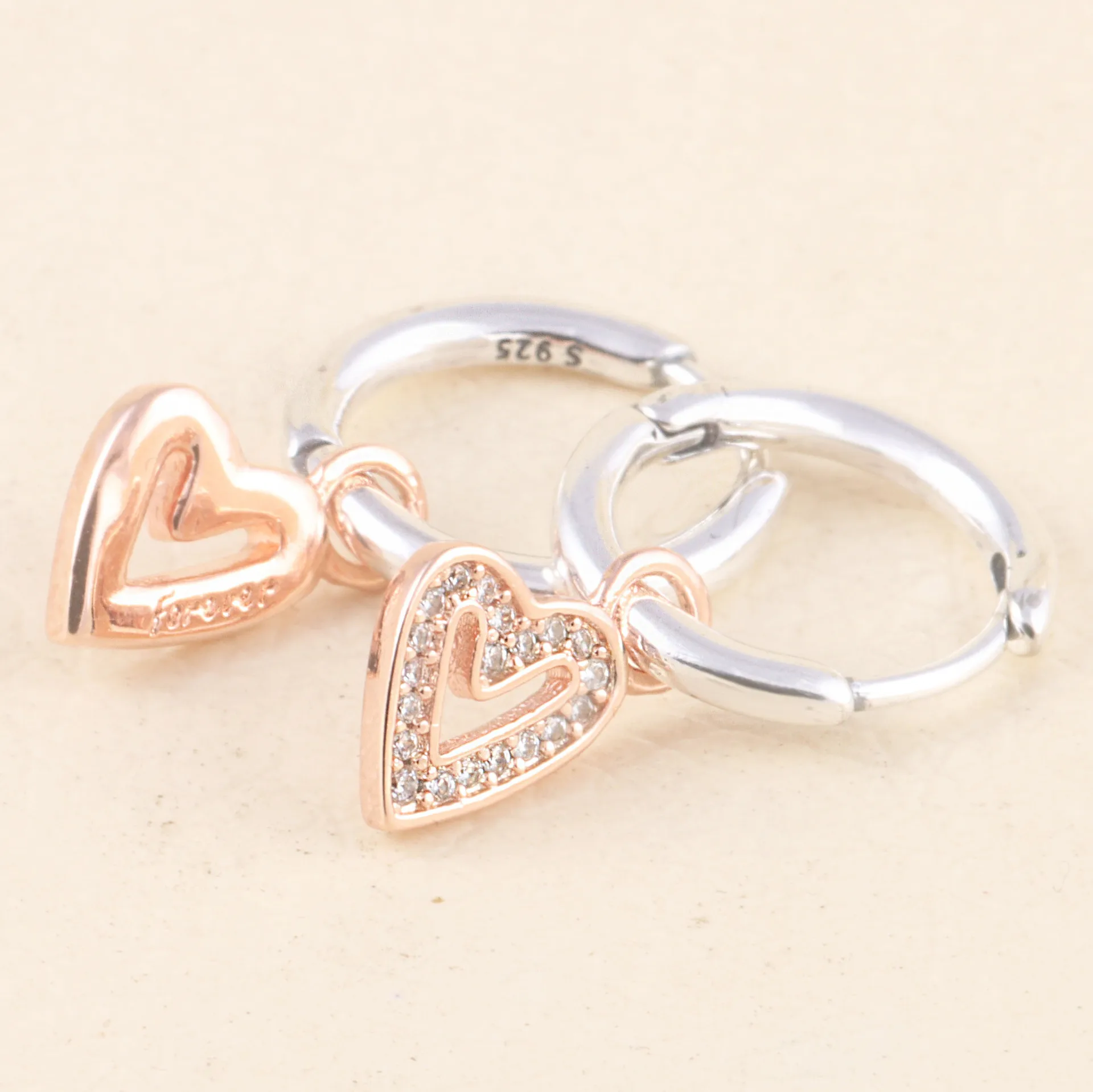 Original Sparkling Freehand Heart Hoop Earrings With Crystal For Women 925 Sterling Silver Earring Wedding Gift Europe Jewelry