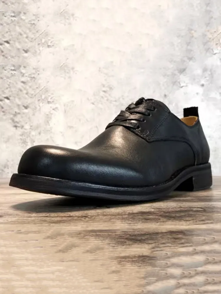 Vintage Design Square Toe Mens Derby Shoes Office Men Lace Up Genuine  Leather Business Casual Dress Shoes Cowhide Handmade Shoes - AliExpress 322