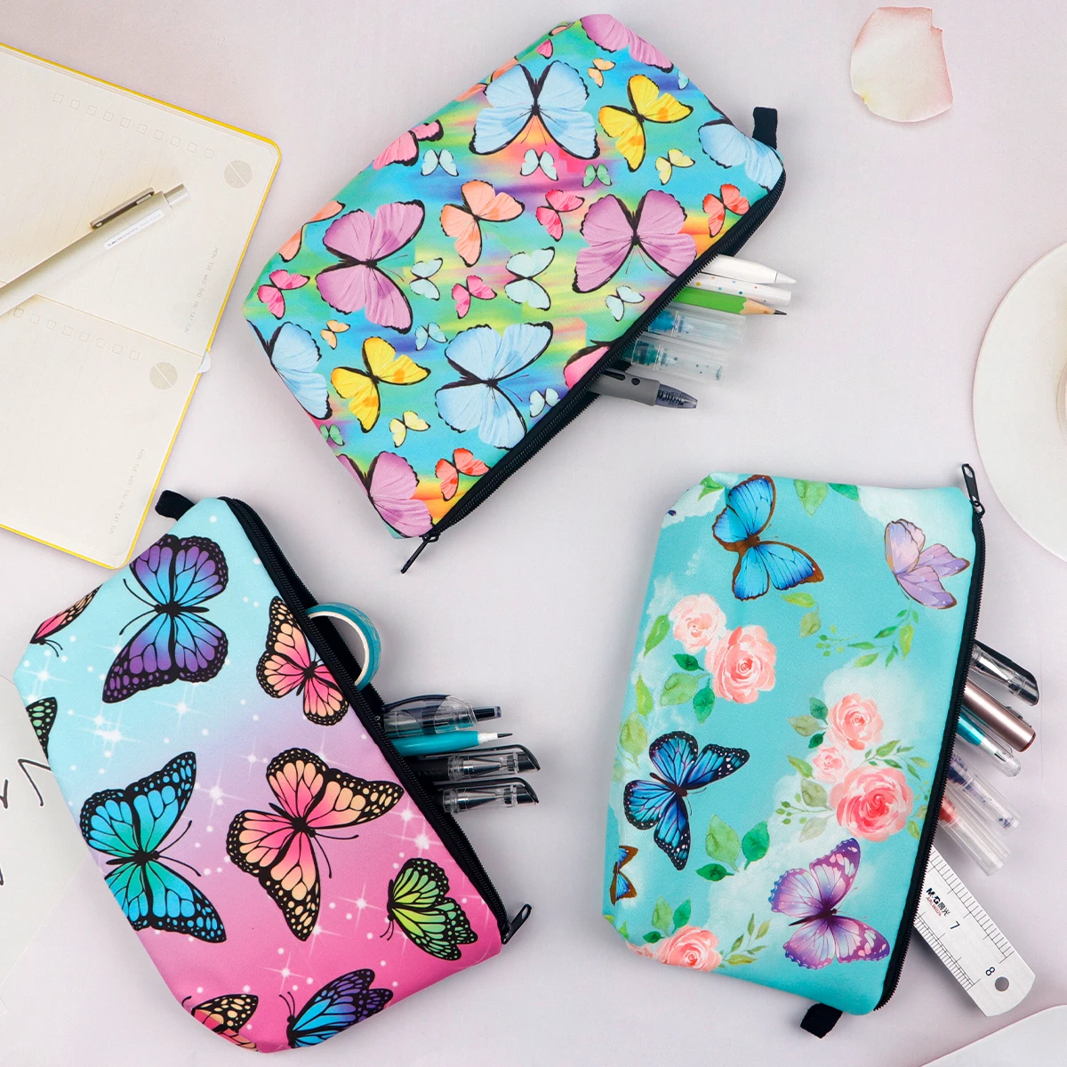 Colorful Butterfly Cosmetic Bags Portable for Women Cartoon Animals Travel Storage Bag Lipstick Cosmetics Bags Organizer Case